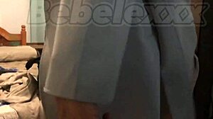 Lovely brunette gives rough blowjob while blindfolded