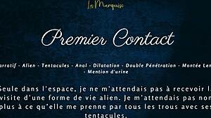 Detailed first contact with alien monster in French audio porn scene