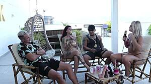 Beautiful blonde amateurs explore romantic BDSM sex in public compilation with handjob and old couple