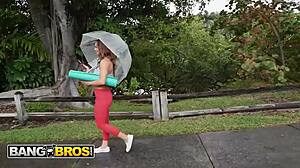 stunning babe essie gotback grips big dick on bang bus