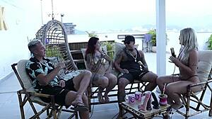 Beautiful blonde amateurs explore romantic BDSM sex in public compilation with handjob and old couple