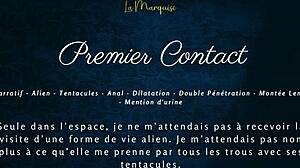 Detailed first contact with alien monster in French audio porn scene