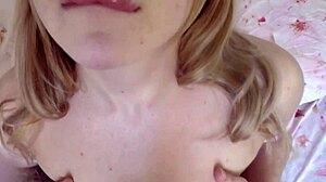 Petite Blonde Humps Her Tight Jeans While Moaning Loud!