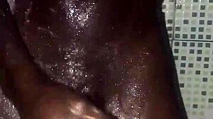 Amateur Masturbates With Big Black Monster Cock Before Homemade Shower Bath