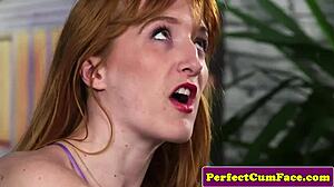 Does this adorable redhead with small tits love cum on face from POV blowjob?