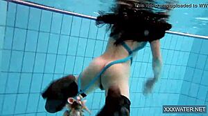hot hungarian teen petra with big tits and shaved pussy in underwater pool sex
