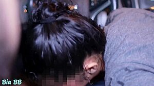 I sucked the Uber driver and he fucked me raw in the car, creampie included