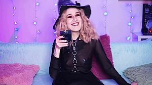 Sexy witch's anal play with toys