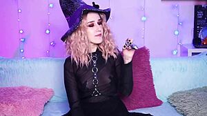Sexy witch's anal play with toys