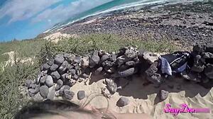 Sensual sea adventures: sexydeas pov doggystyle on the beach with clothes ripped, ass shaking, and monster cock face fucking 😍