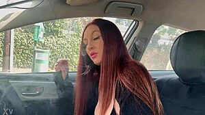 Italian long hair hot milf artemisia love solo in the car smoking fetish session