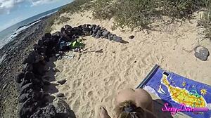 Sensual sea adventures: sexydeas pov doggystyle on the beach with clothes ripped, ass shaking, and monster cock face fucking 😍