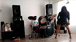 Cute Canadian Dances Stripping to Drums