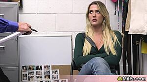 Blonde Housewife Caught Stealing, Banged by Mall Cop on CCTV