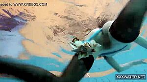 hot hungarian teen petra with big tits and shaved pussy in underwater pool sex