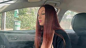 Italian long hair hot milf artemisia love solo in the car smoking fetish session