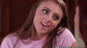 Stunning stepmom uses strapon to finger teen's wet pussy intensely