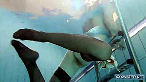 hot hungarian teen petra with big tits and shaved pussy in underwater pool sex