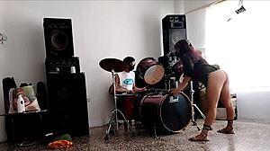 Cute Canadian Dances Stripping to Drums