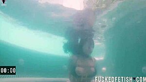 Helen star submits underwater in pool with vibrator and oral sex
