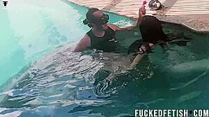 Helen star submits underwater in pool with vibrator and oral sex