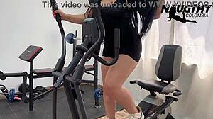 girl feels intense pleasure masturbating alone in gym