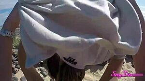 Sensual sea adventures: sexydeas pov doggystyle on the beach with clothes ripped, ass shaking, and monster cock face fucking 😍