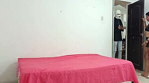 Religious priest visits house, housewife invites him for acts