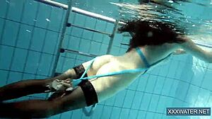 hot hungarian teen petra with big tits and shaved pussy in underwater pool sex
