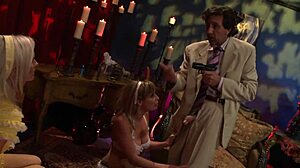 Blonde sluts Adrianna Nicole and Brandi Edwards ride hard. Gaping in fishnets!