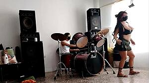 Cute Canadian Dances Stripping to Drums