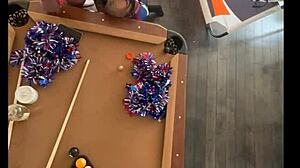 Cheerleader sucks and fucks monster cock at pool hall
