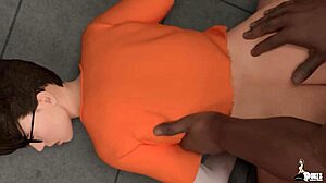 Non-binær Micky i outfit bliver fængsels luder med blowjob og creampie