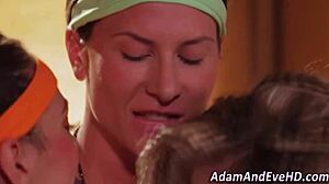 three lesbians engage in a fantasy threeway with toys and oral