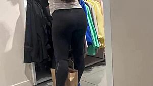 a voyeur spots a round latina booty in see-thru leggings