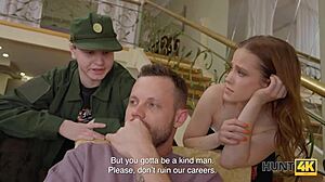 banging her shaved pussy right before the military guard of honor!