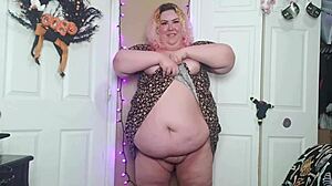 Desperate bbw orgasms in sun dress with toys and juicy belly