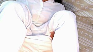 Nursing Student Latina Invites Me Over for Uniformed Action!