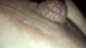brunette with natural tits lactates milk from nipples like balloon