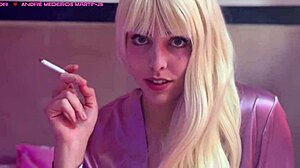 Hot Blonde Smoking Cigarette In Fetish Scene!