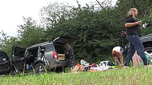 Girls Try On Lingerie Outdoors Without Panties