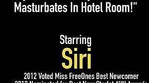 busty blonde beauty siri pornstar casually masturbates with vibrator in her hotel room, reaching orgasm