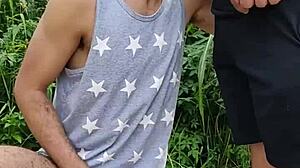 I sucked the farmer in the ration field while his friend filmed