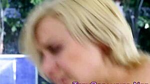 Blonde teen 18+ cunt spills creampie