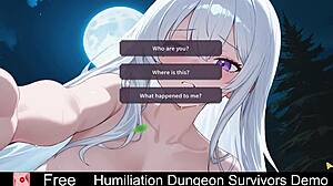 Detailed humiliation in dungeon survivors game with erotic monster femdom scenes.
