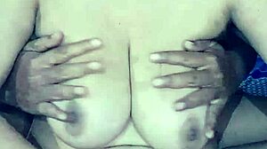 The beautiful chubby desi indian wife presses big natural tits while fingering wet hairy pussy and ass hole