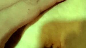 Explore her beautiful natural tits and deep navel in sexy fetish massage!