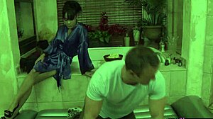 Erotic Masseuse Sucking Cock In The Parlor