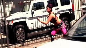 Pretty brunette Latina Samira sucks stiff cock before anal fucking