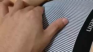 Explore her beautiful natural tits and deep navel in sexy fetish massage!